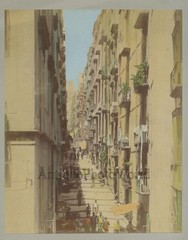 Naples Italy Via Chiaia antique hand tinted albumen art photo