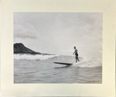 Josef Muench B/W Gelatin Silver Photograph Hawaiian surfer at Waikiki Beach