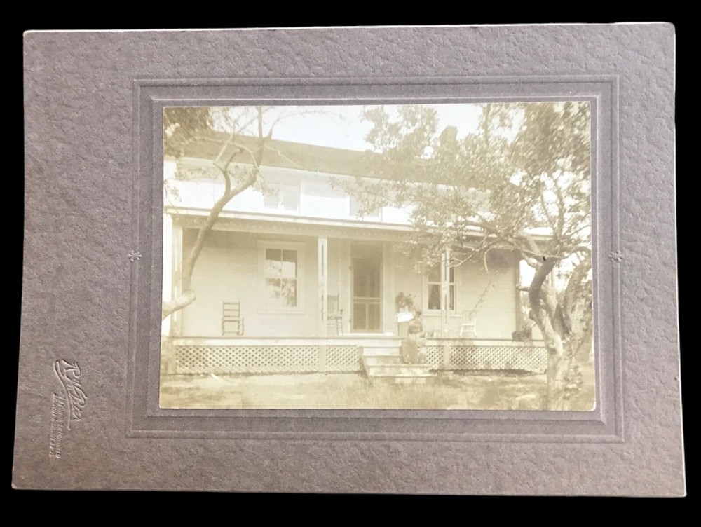 Small Antique Sepia Homestead Matte Photograph on Matted Paper~8.5”x6”~Brown