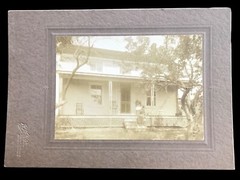 Small Antique Sepia Homestead Matte Photograph on Matted Paper~8.5”x6”~Brown