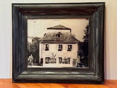 Vintage Man on Bicycle Farmhouse Photo Art Wood Frame