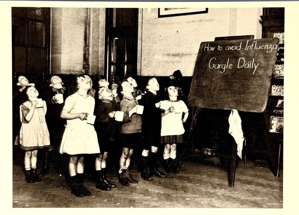 Avoid Influenza, Children Gargling 1929 Fotofolio Art Photo Print Card Flu