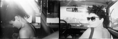 LOT 2x pretty girl in old car, mirror reflection, , 1970s vintage fine art negat