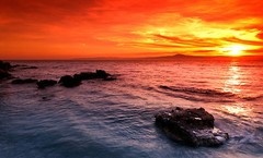 Australia sunset ocean seascape red orange landscape print modern photo art