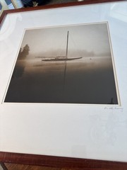Framed Michael Kahn «On the Mooring» black-and-white photograph