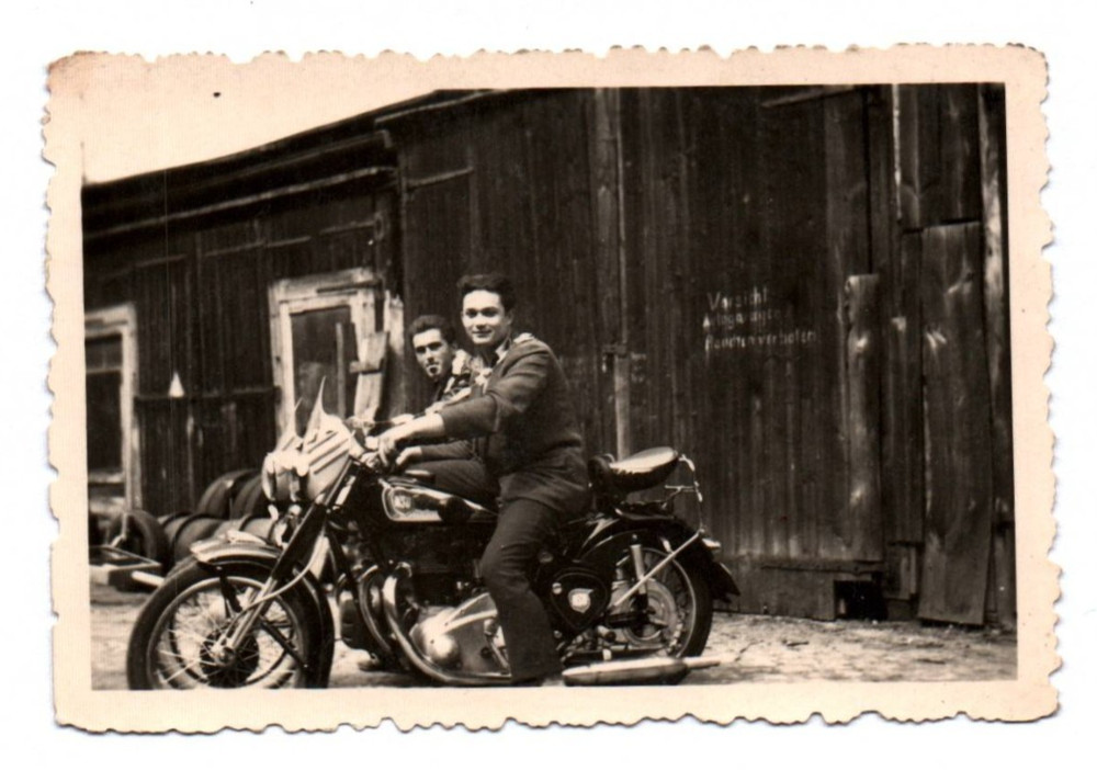 Old Photo NSU Motorcycle Men around 1950 Vintage Motorcycle Photography