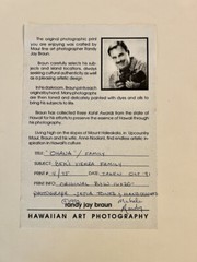 Randy Braun * Ohana * Signed & Numbered * Framed Photo Sepia Hand Colored Hawaii