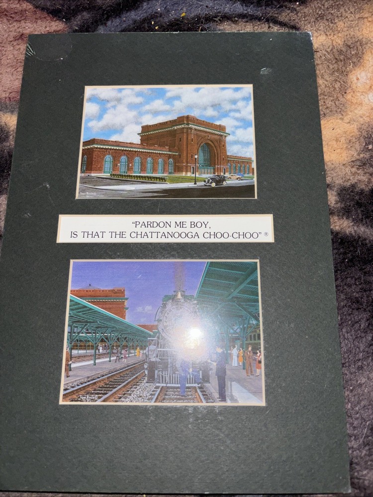 Matted Pictures of Chattanooga Choo Choo Station And Engine Tennessee 8”x11.5”