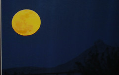 Full Moon & Mountain Photo 8″ x 10″ in 11″ x 14″ Black Matte Signed by Kim Barry