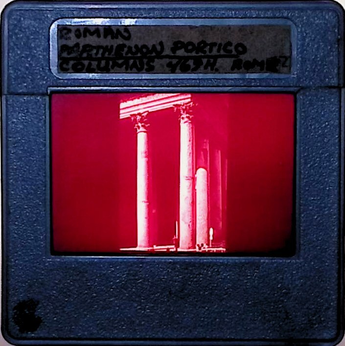 Vintage Art History Slide Photo Ancient architecture red tint historic elegance