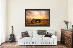 Country Photography Print – Picture of Tractor at Sunset in Texas