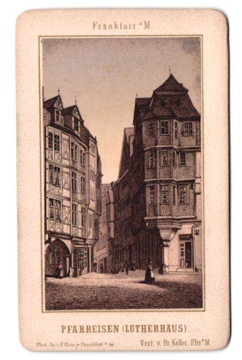 Photograph lithograph F. Rau jr., Frankfurt, view Frankfurt / Main, the Lu