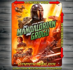Star Wars The Mandalorian and Grogu Metal Sign Wall Art 14″ x 11″