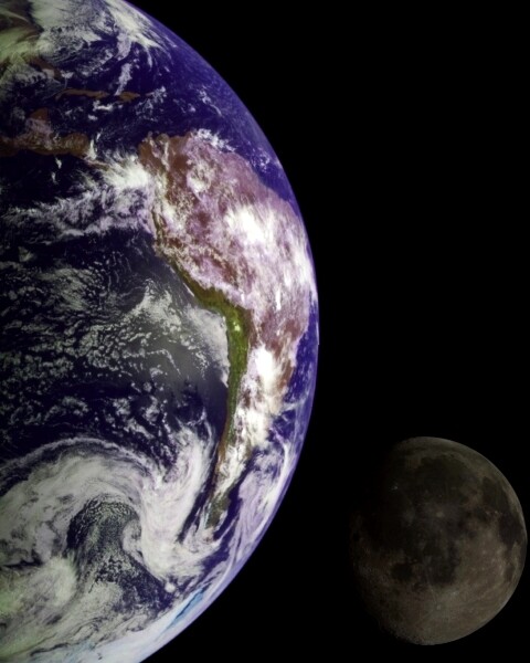 New Space Photo: The Earth and Moon from Galileo Spacecraft, 1992 – 6 Sizes!