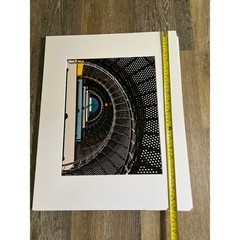 Industrial Spiral Staircase Art Photograph 16×20 Black Yellow Architectural