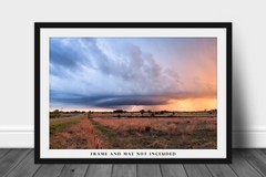 Storm Photography Print: Kansas Prairie Thunderstorm Lightning Stormy Sky Photo