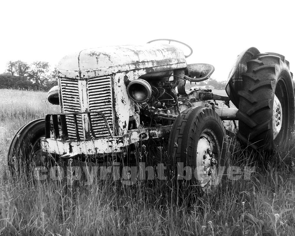 Old Antique Ford 8N or 9N Tractor Black & White Photograph Print Art 8×10