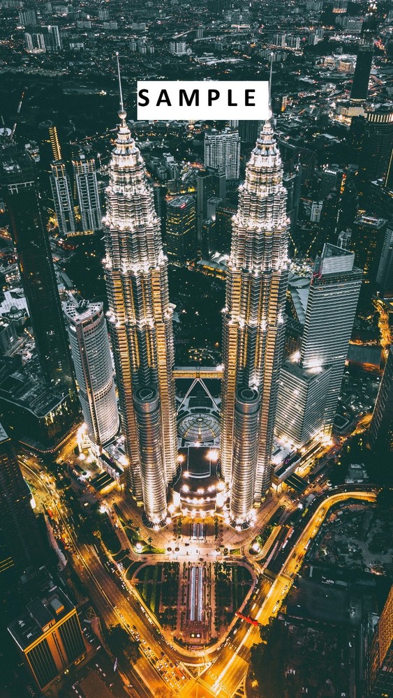 Digital Photo file MALAISIE TWIN TOWER CITY NIGHT SKY virtual postcard jpeg +
