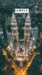 Digital Photo file MALAISIE TWIN TOWER CITY NIGHT SKY virtual postcard jpeg +