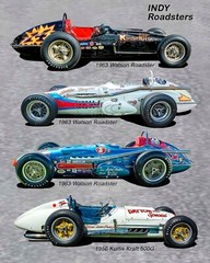 3 Watson Roadsters and a Kurtis Kraft 500G Indy Roadsters Race Car Photo CA2768