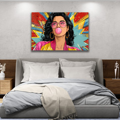 Colorful Pop Art Girl Print, Woman Retro Bubblegum Poster 80s Inspired Pop Decor