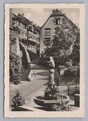 Meersburg Lake Constance 1953 – Bear Fountain – Old Photo 1950s