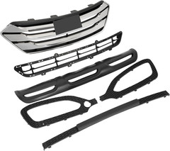Front Upper & Lower Grille Grill Compatible with 2013-2016 Hyundai Santa Fe Spor