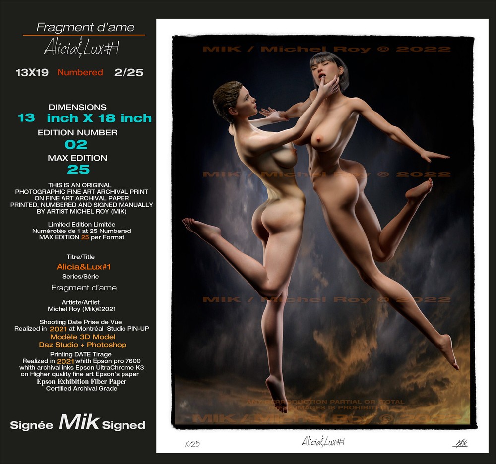 Art Nude «Alicia&Lux#1» 13×19 Sign Mik &Num 2/25 Fine Art Nude Photo 3D Model