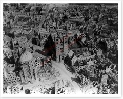 Würzburg Germany Aerial View After Allied Bombing WWII Silver Halide Photo