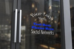 Mockup PSD of a Shop/Office/ Restaurant Window and Door Business / Door logo