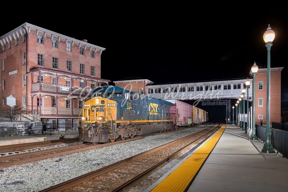 CSX RAILROAD NIGHT PHOTO AT MARTINSBURG, WV by JON WRIGHT