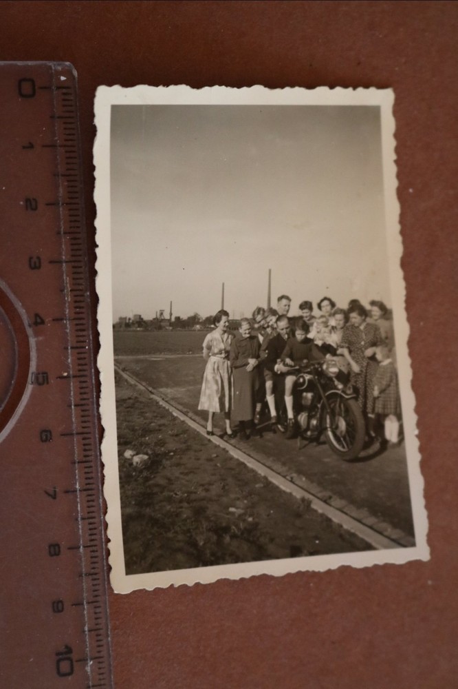 Great Old Photo Family Neighbors inspect New Motorcycle BMW?