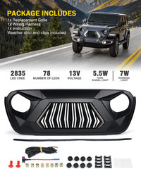 Mad Max Grill Front Grille W/Drl & Turn Signal for 2018+ Wrangler JL JLU JT | 3