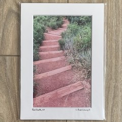 Signed Matted Color Landscape Photograph Print Red Rocks, CO Trail Steps