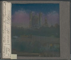 Basilica Notre-Dame de Fourvière Lyon, Antique Glass Color Plaque, 8.5×10 Cm