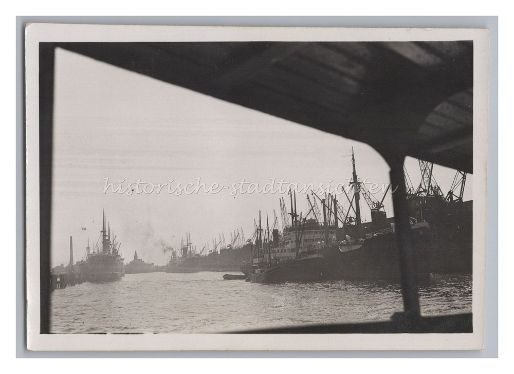 Hamburg 1935 – port ships steamer – old photo 1930s