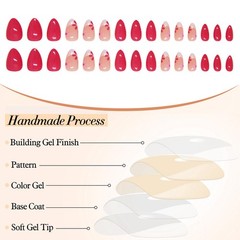 24 Pack Short Oval French Nails Press on Nails, Floral Custom Fit Design Acrylic…
