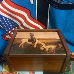 VTG Edward Curtis Native American Handmade Oasis Of The Badlands Wooden Box