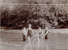 Bathing Swimwear Kids Girls Postcard with 2 Photos Vintage Summer 1915