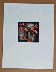 Gordon Bruno Art Photograph Pink Tulips in Metal Vase Hand Signed Matted 11×14″