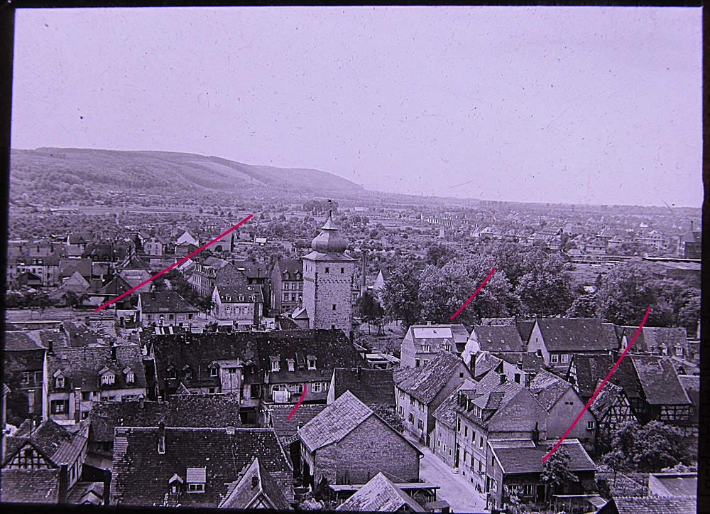 Karlsruhe Durlach view of the city historical motif glass picture