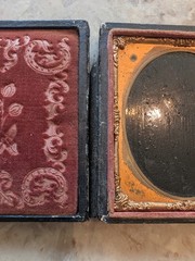 Antique Daguerreotype photograph case 19th century Velvet Interior Lining
