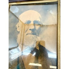 Haunted Antique Sepia Portrait Man Ornate Wood Frame Gothic Wall Art 1800s Photo
