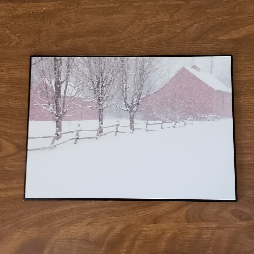 Snowy Red Barn Wall Art, Jonathan Hart Laminated Photo Reproduction by ArtiPL
