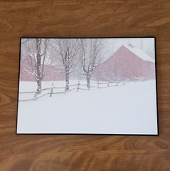 Snowy Red Barn Wall Art, Jonathan Hart Laminated Photo Reproduction by ArtiPL