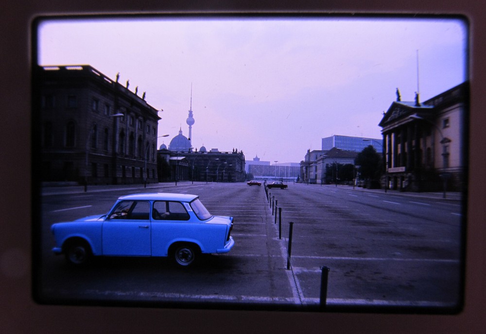 Wilfried Bauer Berlin TV Tower Trabbi unter den Linden 1982 GDR Colour Slide