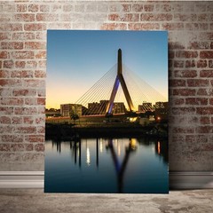 Zakim Bridge Boston Photography Sunset at Night, Downtown Boston, Charles River