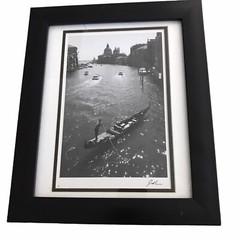 Jesse Kalisher Photo Signature Gondolas on the Grand Canal Black White Venice