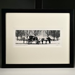 RICHARD CALVO Original Vintage Signed Central Park NY Horse Carriage Photograph