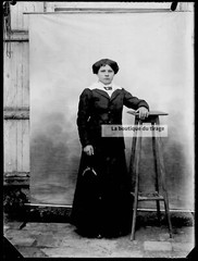 Vintage Black And White Photo Glass Plate 9X12 Cm Woman Dress France